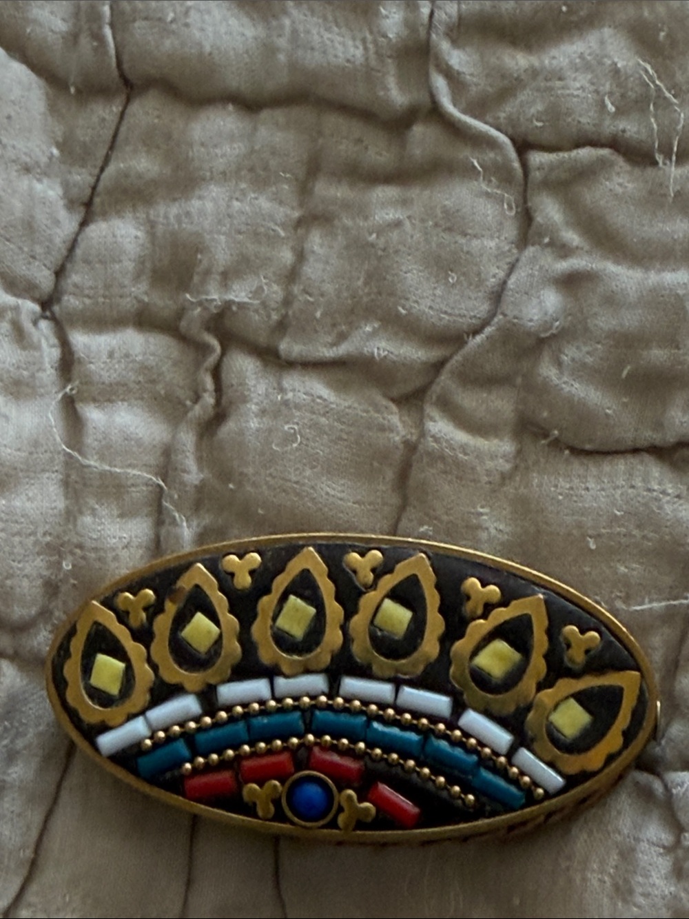 Mosaic oval bead coral lapis brass exquisite work